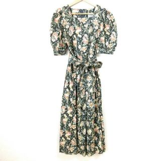 ローラアシュレイ(LAURA ASHLEY)のLAURAASHLEY(ローラアシュレイ) ワンピース サイズ9 M レディース - カーキ×ベージュ×マルチ 半袖/マキシ丈/花柄(その他)