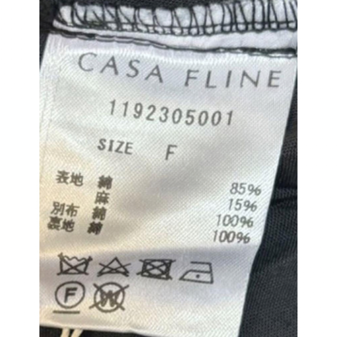 CASA FLINE(カーサフライン)の新品　CASA FLINE  LINENイレヘム半袖ワンピース　ブラック レディースのワンピース(ロングワンピース/マキシワンピース)の商品写真