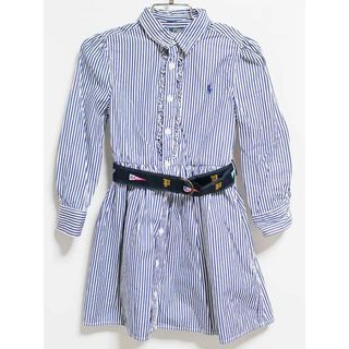 ラルフローレン(Ralph Lauren)の‡ラルフローレン/Ralph Lauren‡110cm 長袖シャツワンピース ブルー×白【中古】子供服 キッズ kids  女の子 春 412032 onepi(ワンピース)