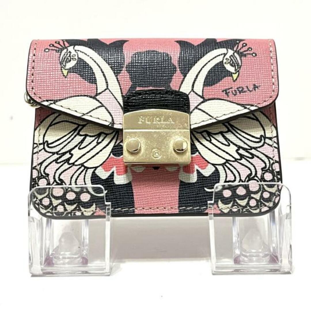 直売特注品 FURLA(フルラ) カードケース - ピンク×ダークネイビー