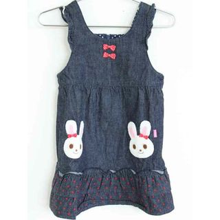 ミキハウス(mikihouse)の現行†ミキハウス/mikihouse†100cm ジャンパースカート インディゴ 【中古】子供服 キッズ kids 女の子 春秋 809032 onepi(スカート)