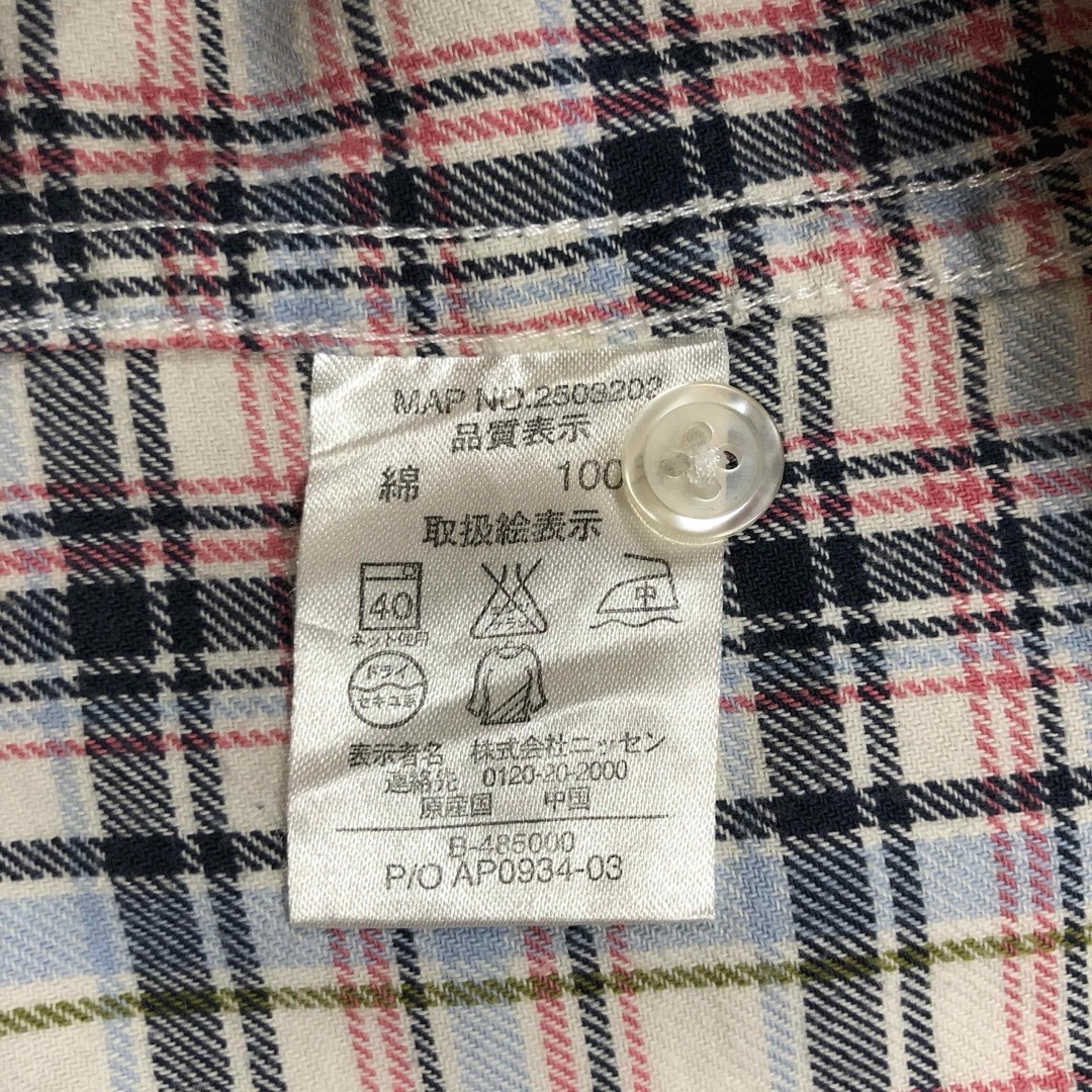 ニッセン(ニッセン)のニッセンJEANS STORY 長袖　ネルシャツ　チェックシャツ　110 キッズ/ベビー/マタニティのキッズ服女の子用(90cm~)(Tシャツ/カットソー)の商品写真