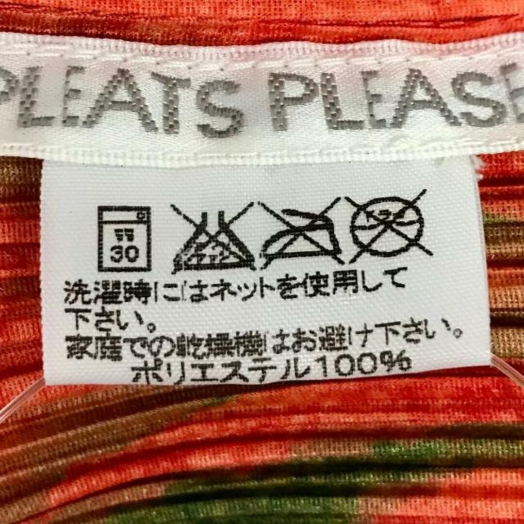 新品ショップ PLEATS PLEASE(プリーツプリーズ) 半袖カットソー サイズ3 L レディース - カーキ×レッド クルーネック