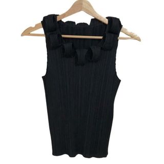 プリーツプリーズイッセイミヤケ(PLEATS PLEASE ISSEY MIYAKE)のPLEATS PLEASE(プリーツプリーズ) ノースリーブカットソー サイズ3 L レディース - 黒(カットソー(半袖/袖なし))