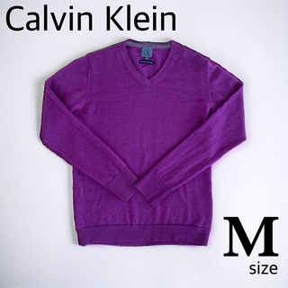 カルバンクライン(Calvin Klein)の【最終値下げ】CalvinKlein ニット　パープル　メンズ　シンプル(ニット/セーター)
