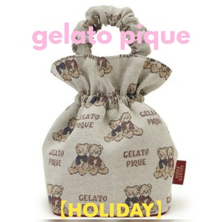 ジェラートピケ(gelato pique)のgelato pique【HOLIDAY】ジャガード織り巾着ポーチ《新品》(ポーチ)