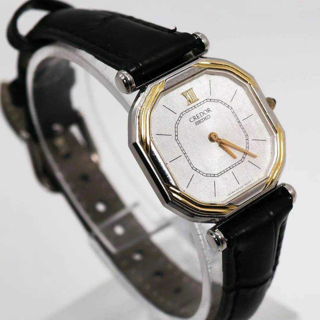 SEIKO(セイコー)の《希少》SEIKO CREDOR 腕時計 14金ベゼル クォーツ レザー y レディースのファッション小物(腕時計)の商品写真