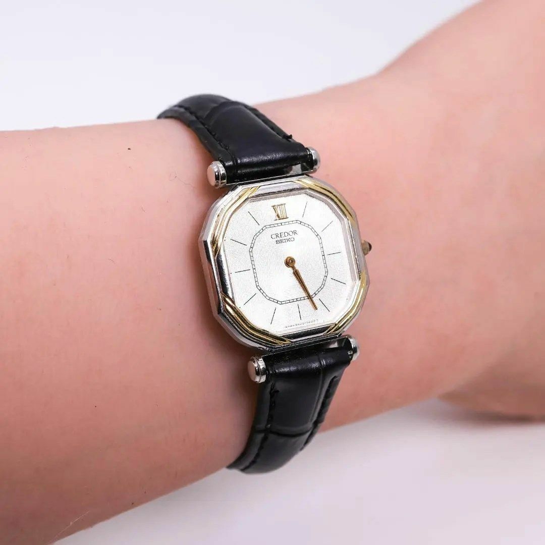 SEIKO(セイコー)の《希少》SEIKO CREDOR 腕時計 14金ベゼル クォーツ レザー y レディースのファッション小物(腕時計)の商品写真