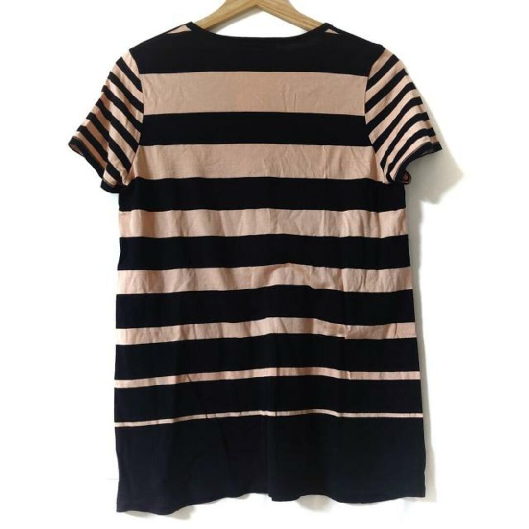 SONIA RYKIEL(ソニアリキエル)のSONIARYKIEL(ソニアリキエル) 半袖Tシャツ サイズ38 M レディース美品  - 黒×ピンクベージュ クルーネック/ボーダー/スパンコール レディースのトップス(Tシャツ(半袖/袖なし))の商品写真