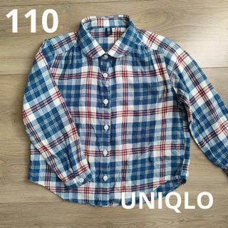 ユニクロ(UNIQLO)の110　ユニクロ　丸襟チェックネルシャツ　女の子(ブラウス)