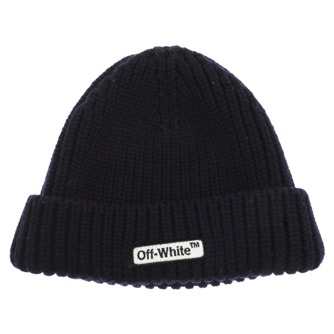 OFF-WHITE(オフホワイト)のOFF-WHITE オフホワイト Logo Embroidered Beanie ロゴ エンブロイダード ビーニー ニットキャップ ニット帽 ネイビー メンズの帽子(ニット帽/ビーニー)の商品写真