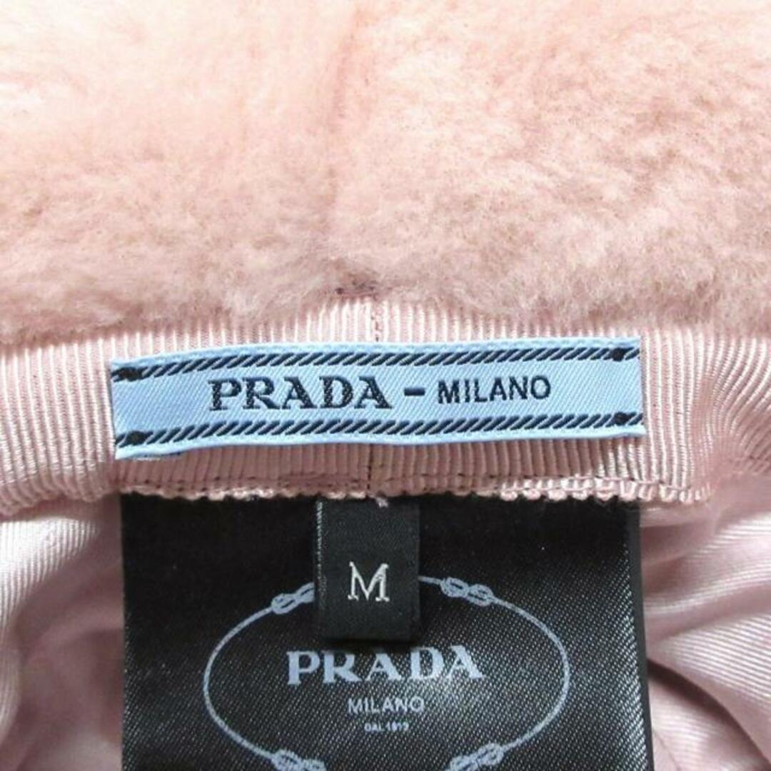 PRADA(プラダ)のPRADA(プラダ) ハット M シアリング バケットハット 1HC137 ピンク ロゴプレート/バケットハット シープスキン レディースの帽子(ハット)の商品写真