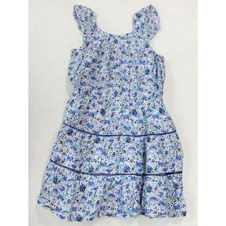 ☆ベベ/BeBe☆130cm ジャンパースカート/ノースリーブワンピース 白×青 【中古】子供服 キッズ kids 女の子 夏 036032 onepi(スカート)