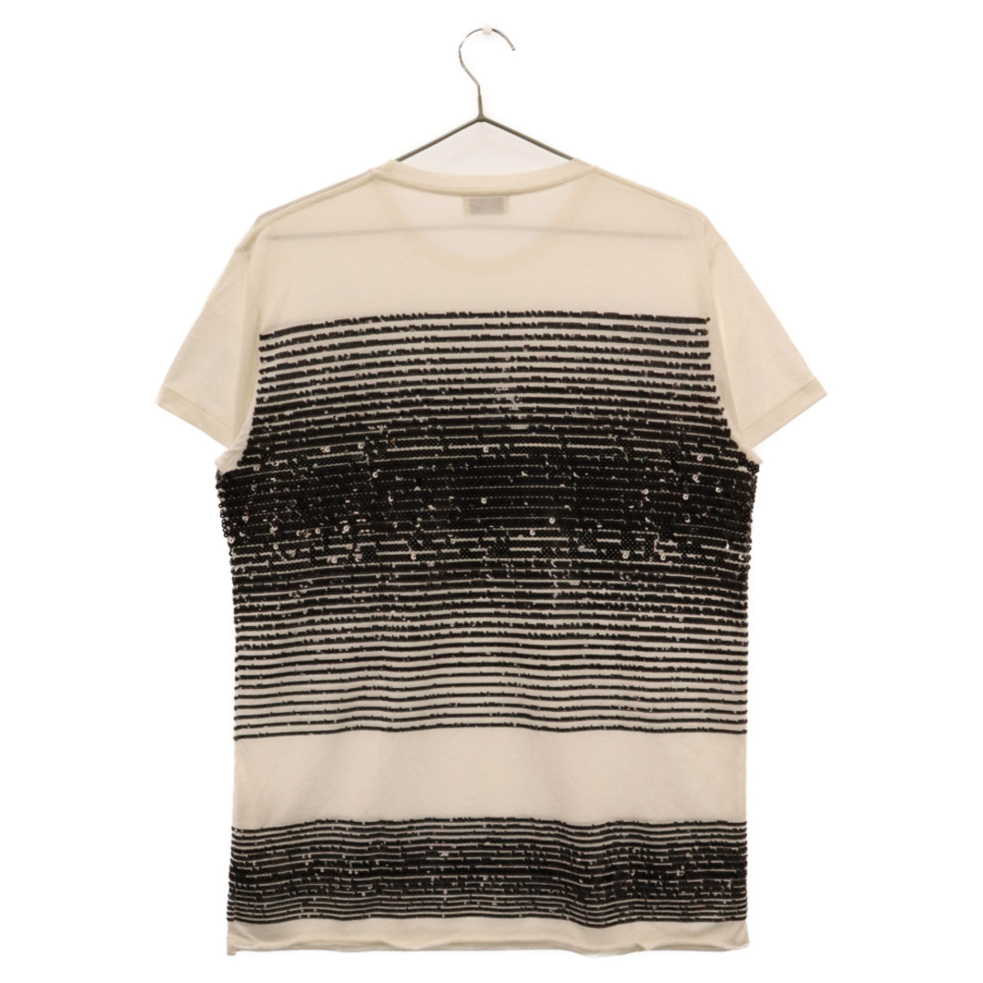 Saint Laurent(サンローラン)のSAINT LAURENT PARIS サンローランパリ viscose polyester striped sequin T-shirt 551636 YBBU2 スパンコールデザイン 半袖クルーネックTシャツ ホワイト/ブラック メンズのトップス(Tシャツ/カットソー(半袖/袖なし))の商品写真