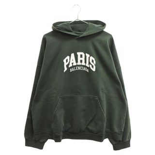 バレンシアガ(Balenciaga)のBALENCIAGA バレンシアガ 22SS Cities Paris Hoodie パリス刺繍プルオーバーパーカー グリーン 674986 TLVL8(パーカー)