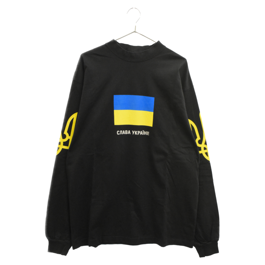 Balenciaga(バレンシアガ)のBALENCIAGA バレンシアガ 22AW SUPPORT UKRAINE ウクライナ ロングスリーブカットソー モックネック長袖Tシャツ ブラック 741307 TOVE8 メンズのトップス(Tシャツ/カットソー(七分/長袖))の商品写真