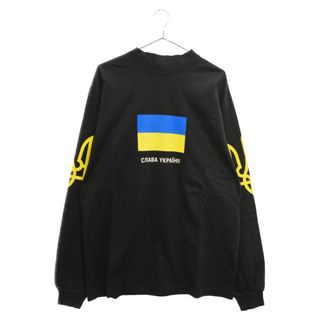 Balenciaga - BALENCIAGA バレンシアガ 22AW SUPPORT UKRAINE ウクライナ ロングスリーブカットソー モックネック長袖Tシャツ ブラック 741307 TOVE8