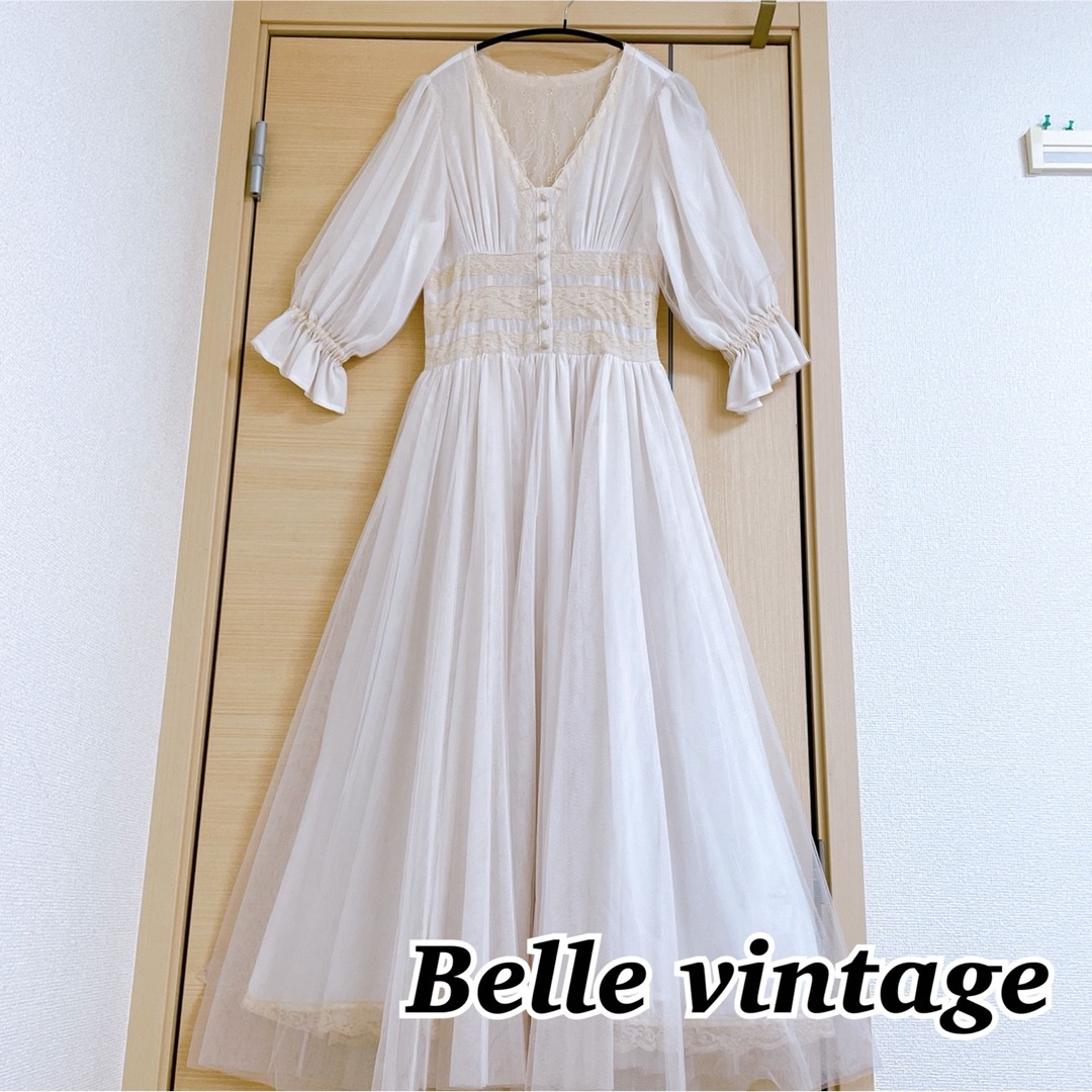Belle vintage ドレス ワンピース チュール レース ウエストリブ