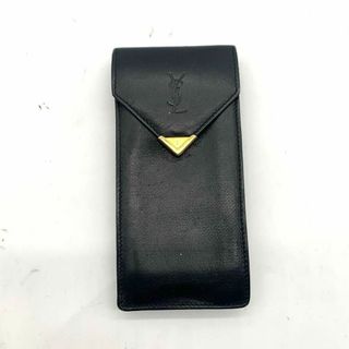 Yves Saint Laurent - サンローラン 小物ケース レザー 黒 ブラック ゴールド金具