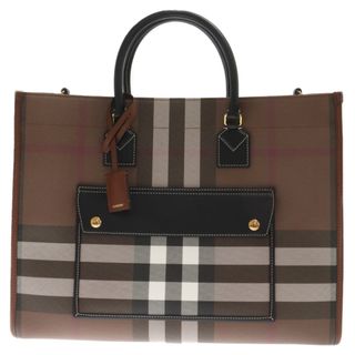 BURBERRY - BURBERRY バーバリー MD FREYA TOTE フレヤ チェックトートバッグ ショルダーバッグ ブラウン 8069660