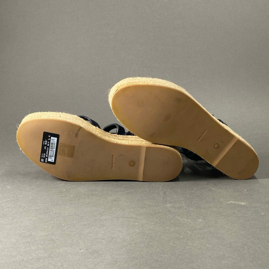 miumiu(ミュウミュウ)の3c9 miu miu ミュウミュウ レザーストラップ サンダル ウェッジソール 厚底 40 ネイビー シューズ イタリア製 レディースの靴/シューズ(サンダル)の商品写真