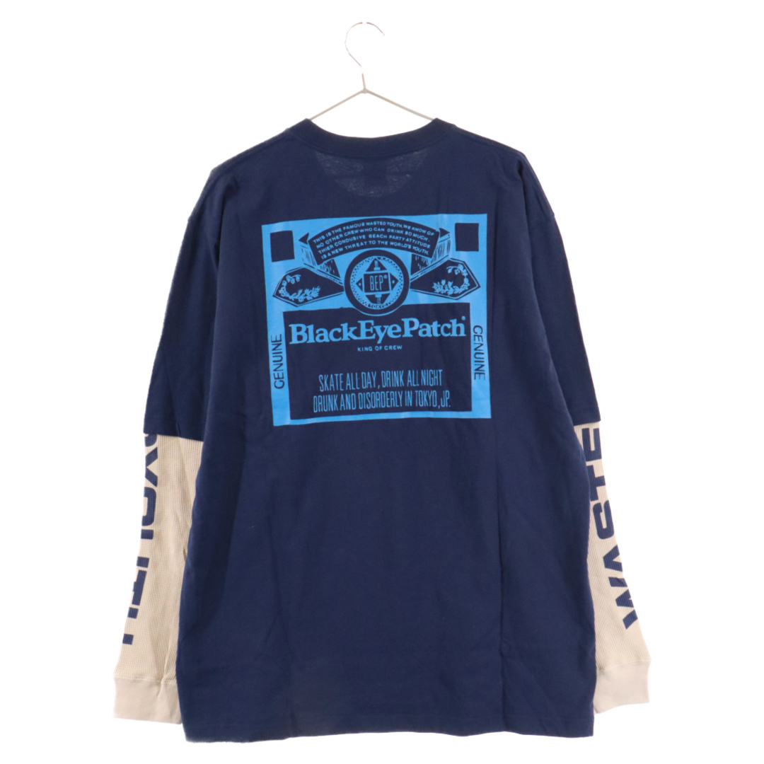 THE BLACK EYE PATCH ブラックアイパッチ × Wasted Youth ウェイステッドユース レイヤード ロングスリーブ 長袖Tシャツ ブルー/ベージュ メンズのトップス(Tシャツ/カットソー(七分/長袖))の商品写真