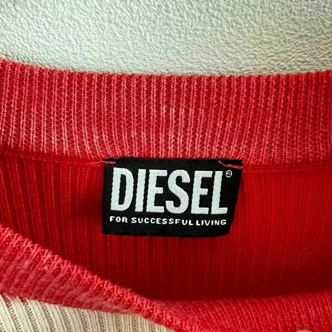 DIESEL(ディーゼル)のディーゼル ニットロゴ レッド K-Atullus-Round メンズのトップス(ニット/セーター)の商品写真