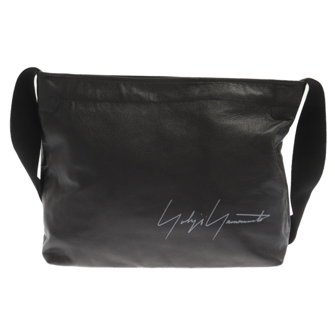 Yohji Yamamoto(ヨウジヤマモト)のYohji Yamamoto ヨウジヤマモト シグネチャーロゴ レザーショルダーバッグ ブラック メンズのバッグ(ショルダーバッグ)の商品写真