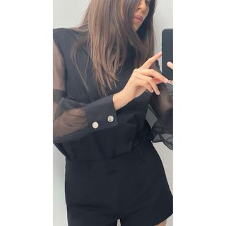 ザラ(ZARA)のZARA コントラストオーガンザシャツ(シャツ/ブラウス(長袖/七分))