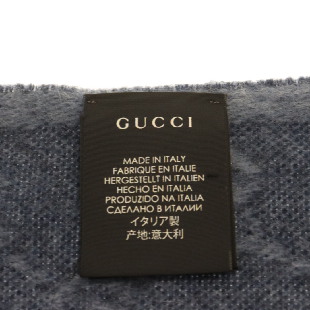 Gucci(グッチ)のGUCCI グッチ GG柄 ウール マフラー ブルー メンズのファッション小物(マフラー)の商品写真