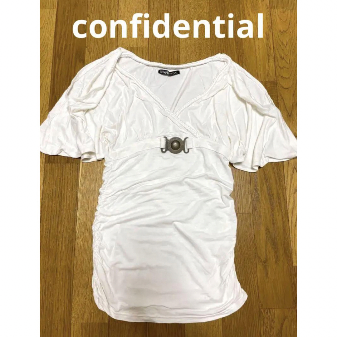 Tシャツ　カットソー　シャーリング　レーヨン　タイト　ギャル　Y2K 平成 レディースのトップス(Tシャツ(半袖/袖なし))の商品写真