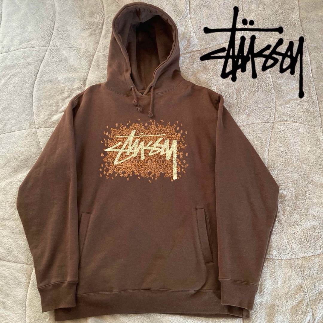 STUSSY(ステューシー)の希少ビッグサイズ　90s STUSSY  ドル柄 Sロゴ パーカー メンズのトップス(パーカー)の商品写真