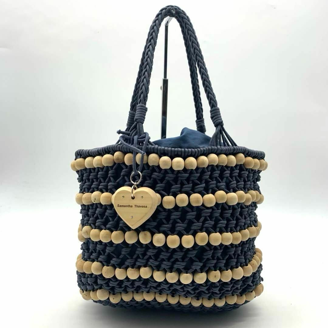 Samantha Thavasa(サマンサタバサ)のサマンサタバサ　カゴバッグ　トートバッグ　ハートロゴ レディースのバッグ(かごバッグ/ストローバッグ)の商品写真