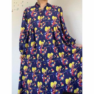 ツモリチサト(TSUMORI CHISATO)の未使用！花とギター　アロハガール　ロングワンピース　ゆったりサイズ(ロングワンピース/マキシワンピース)