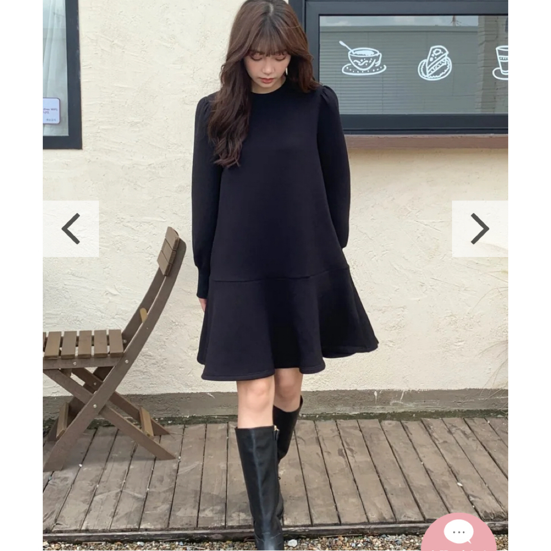 BIRTHDAY BASH(バースデーバッシュ)のELEANOR PEPLUM DRESS  黒　長袖　ワンピ レディースのワンピース(ひざ丈ワンピース)の商品写真