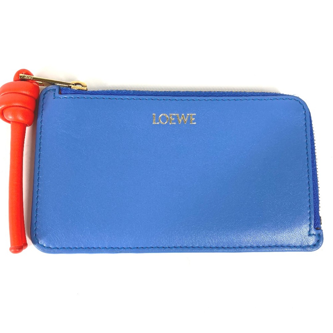 LOEWE(ロエベ)のロエベ LOEWE ノット コインカードホルダー フラグメントケース ロゴ バイカラー コインケース 小銭入れ 財布 カードケース レザー シーサイドブルー/ビビッドオレンジ ブルー×オレンジ レディースのファッション小物(パスケース/IDカードホルダー)の商品写真