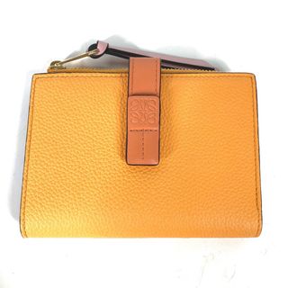 ロエベ(LOEWE)のロエベ LOEWE コンパクト ジップウォレット アナグラム 2つ折り財布 レザー オレンジ 美品(財布)