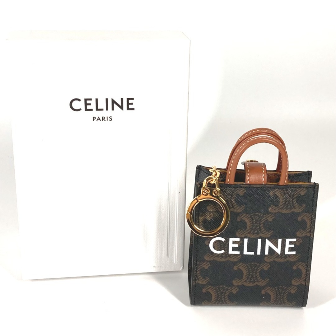 celine(セリーヌ)のセリーヌ CELINE マイクロバーティカル カバ 10I492CZ1 バッグチャーム キーホルダー レザー ブラウン 美品 レディースのファッション小物(キーホルダー)の商品写真