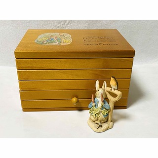 Sekiguchi - 【 希少 】ピーターラビット  木製オルゴール付き宝石箱 & 英国製フィギュリン