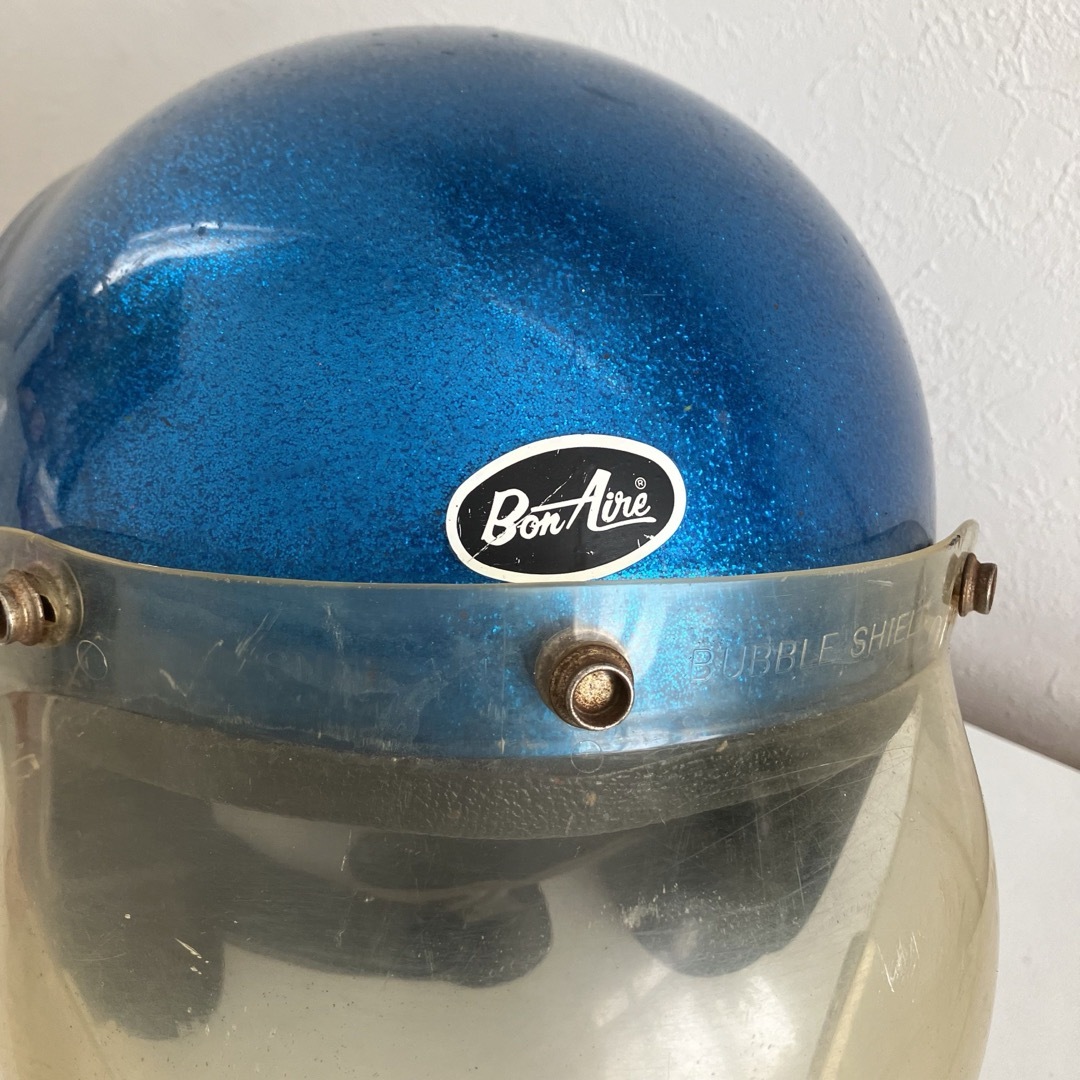 BON AIRE ビンテージヘルメット Lサイズ 1973年製 青 ジェットの BON AIRE ビンテージヘルメット Lサイズ 1973年製 青 ジェットの