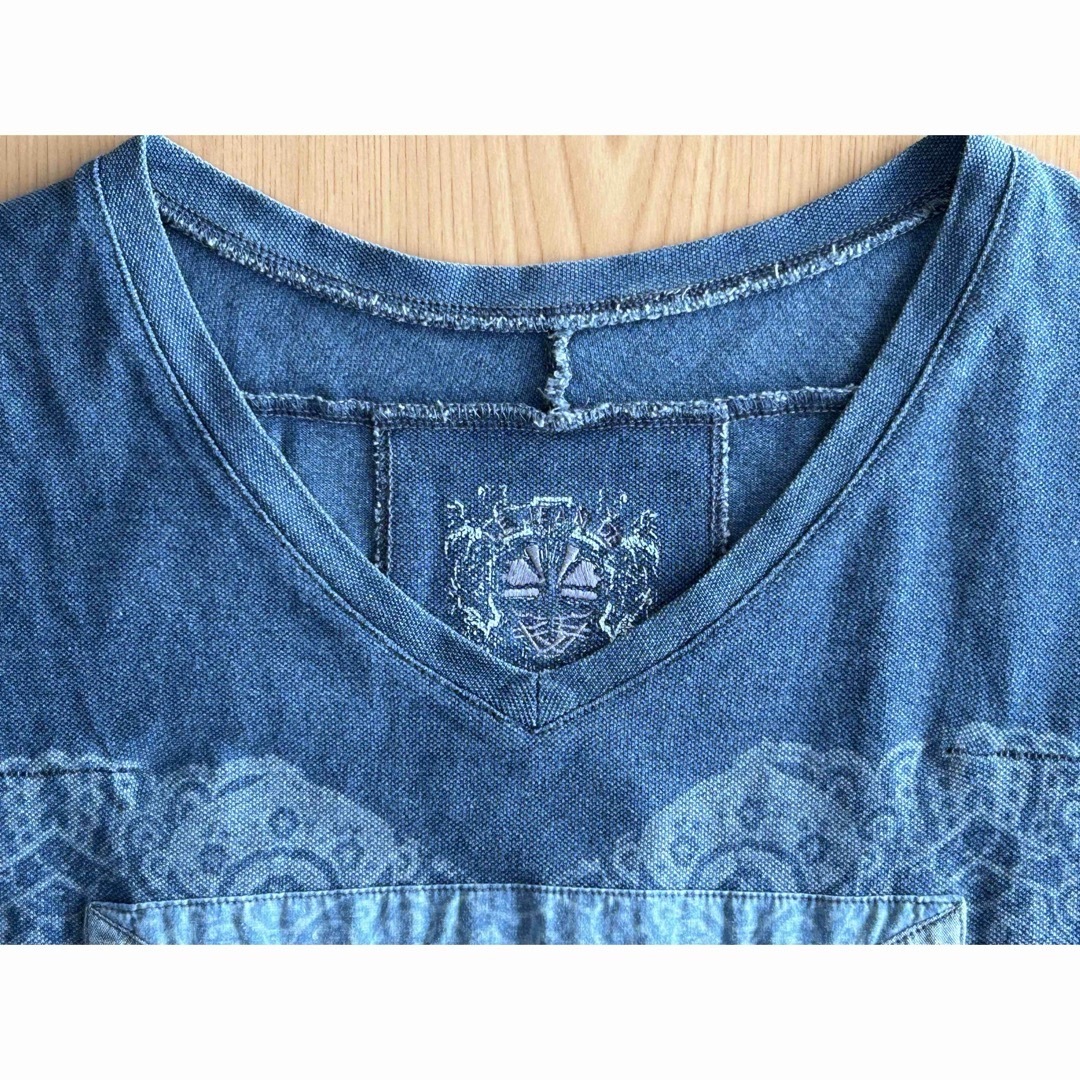 MARITHE + FRANCOIS GIRBAUD(マリテフランソワジルボー)の超希少GIRBAUD ジルボー　ウォッシュ&ダメージ加工　デニム調　半袖Tシャツ メンズのトップス(Tシャツ/カットソー(半袖/袖なし))の商品写真