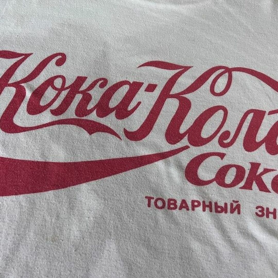 希少 80s 90s ビンテージ ロシア語版 コカコーラ ロゴ Tシャツ 白 メンズのトップス(Tシャツ/カットソー(半袖/袖なし))の商品写真