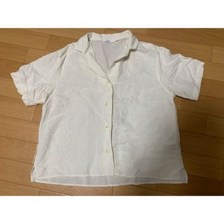 ユニクロ(UNIQLO)のUNIQLO 半袖　Tシャツ　2yay 羽織り　カーデ　無地　シンプル　白　襟M(シャツ/ブラウス(半袖/袖なし))