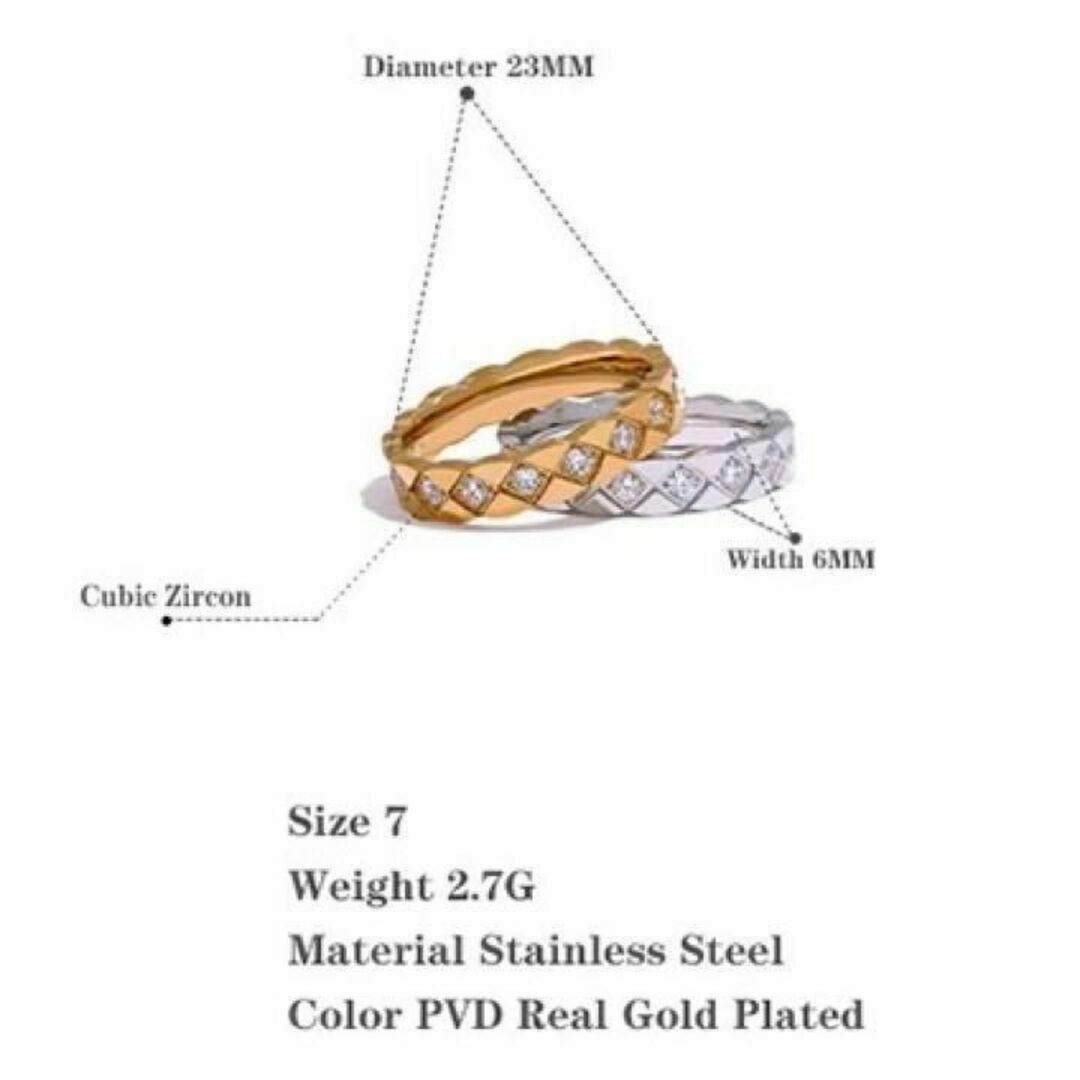 ジルコニアリング　指輪　レディース　サージカルステンレス　ゴールド　シルバー レディースのアクセサリー(リング(指輪))の商品写真