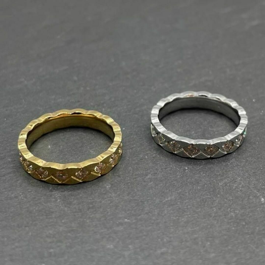 ジルコニアリング　指輪　レディース　サージカルステンレス　ゴールド　シルバー レディースのアクセサリー(リング(指輪))の商品写真