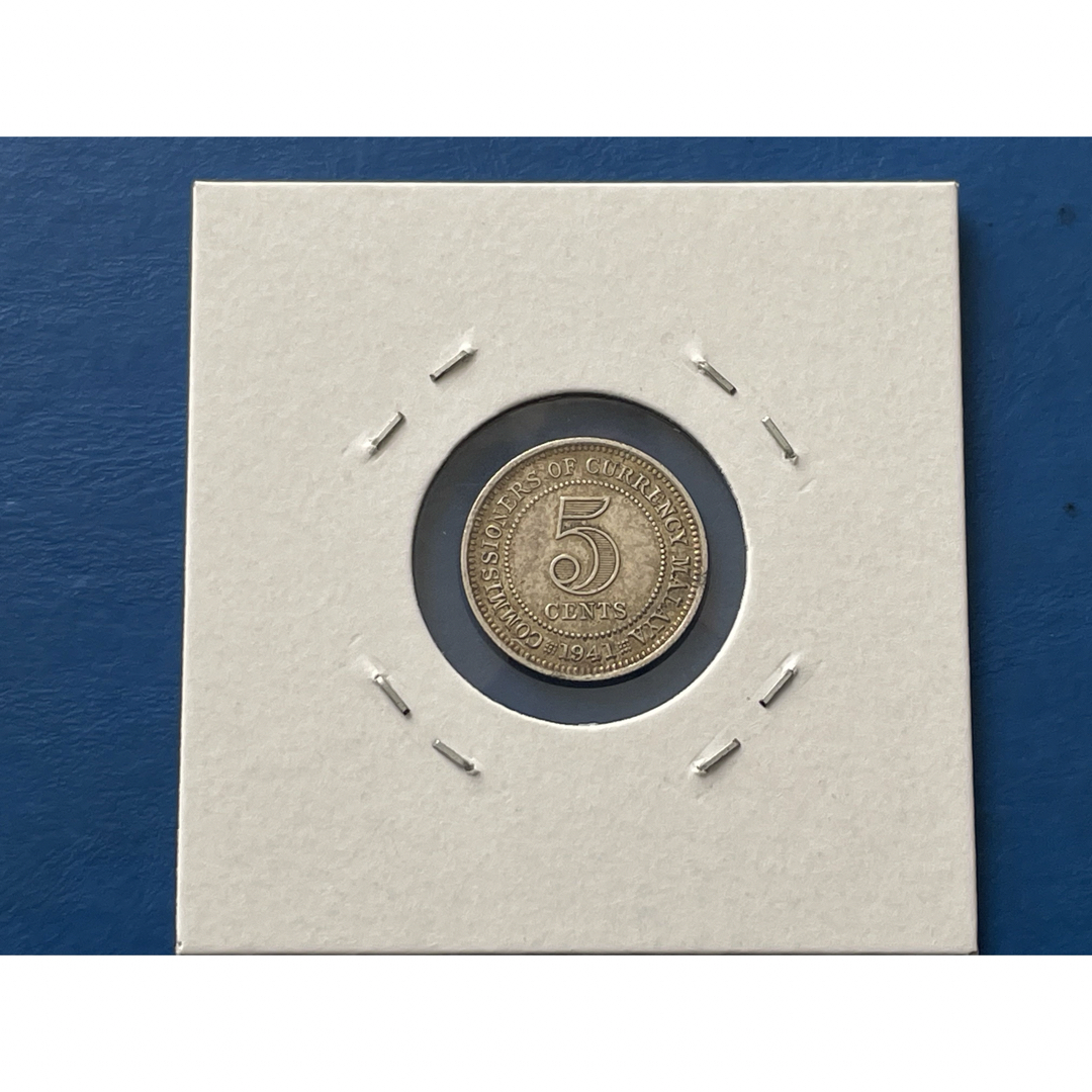 英領マラヤ1941年5セント銀貨　ジョージ6世silver750 エンタメ/ホビーの美術品/アンティーク(貨幣)の商品写真