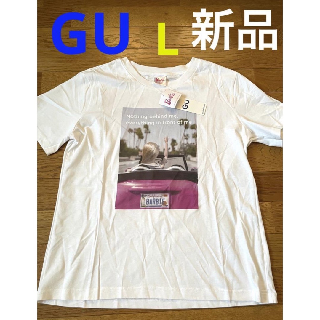 GU(ジーユー)の新品　タグ付　GU ジーユー　バービー　グラフィック　Tシャツ　白　ホワイト　L レディースのトップス(Tシャツ(半袖/袖なし))の商品写真