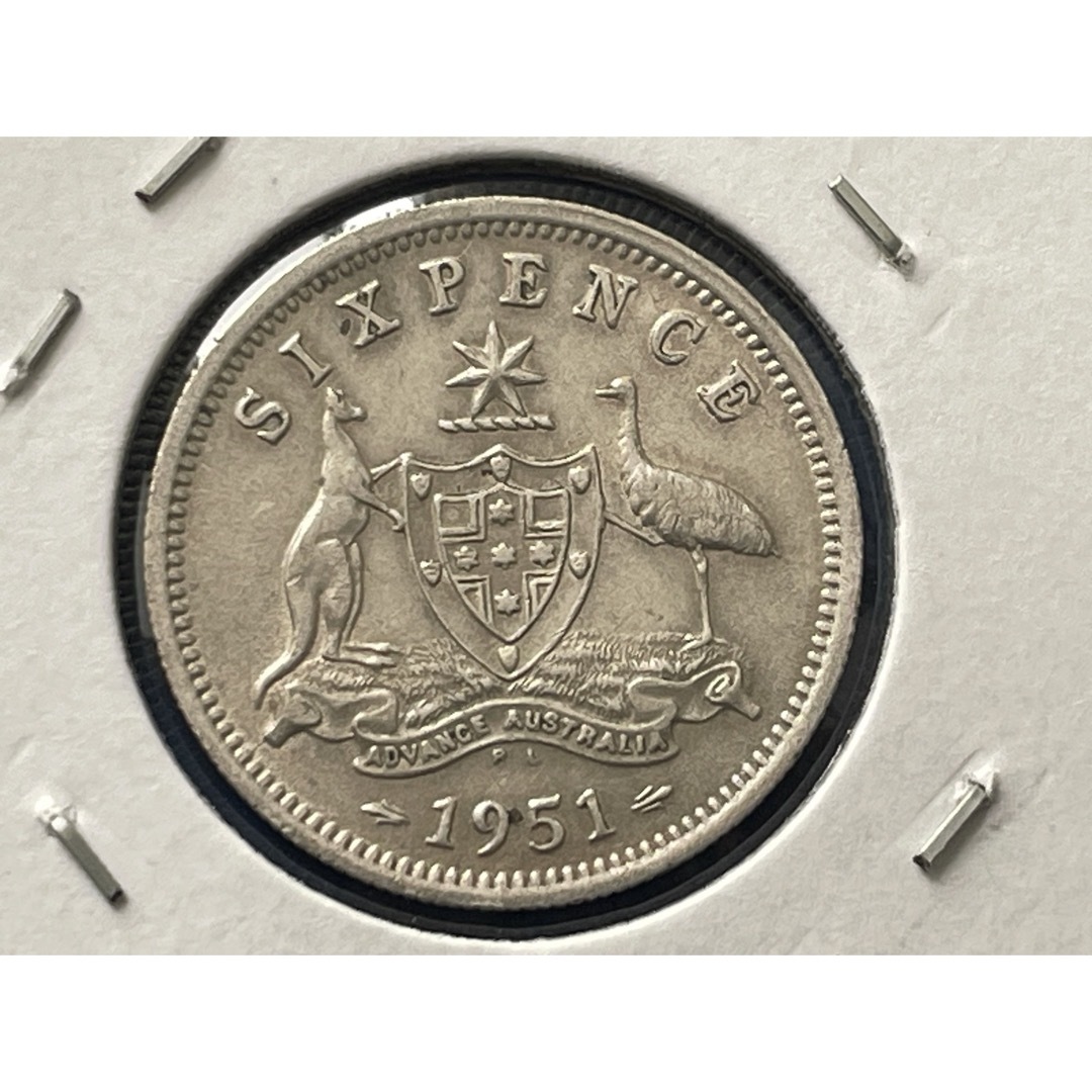 オーストラリア1951年6ペンス銀貨 ジョージ6世　silver500 エンタメ/ホビーの美術品/アンティーク(貨幣)の商品写真