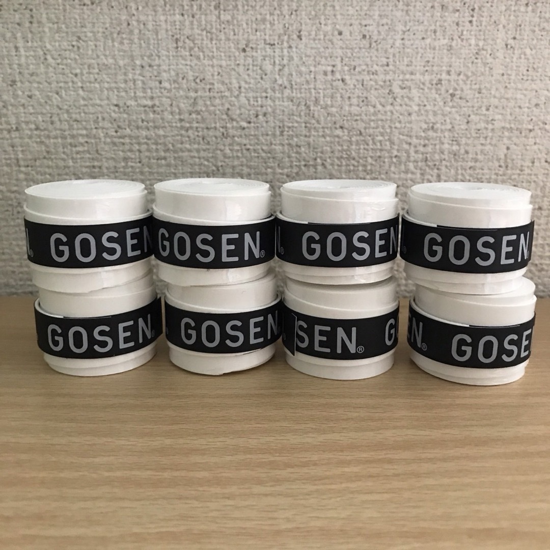 即購入OK!即発送！GOSEN テニスグリップテープ ホワイト　8個 スポーツ/アウトドアのテニス(その他)の商品写真