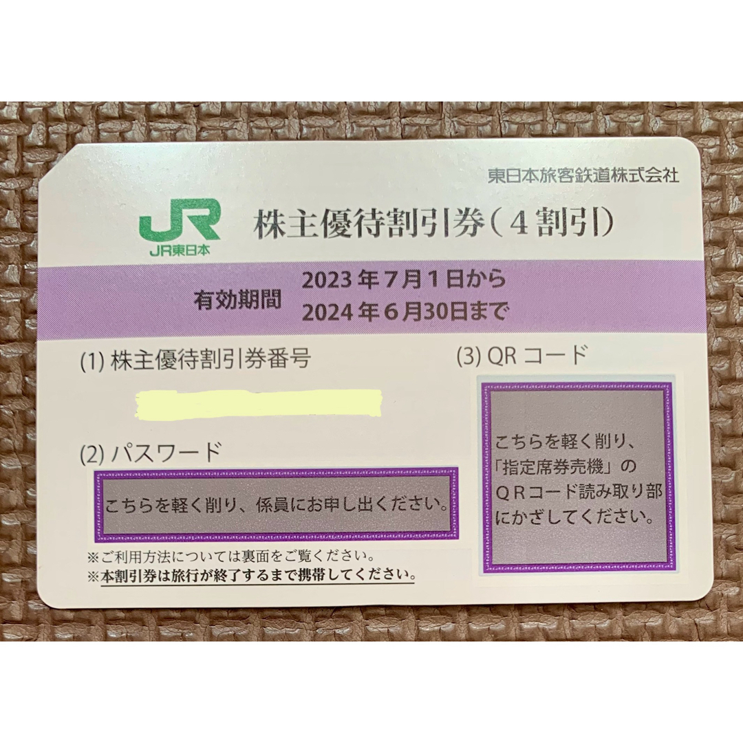 JR(ジェイアール)のJR東日本の株主優待券（4割引）1枚と株主サービス券1冊 チケットの乗車券/交通券(鉄道乗車券)の商品写真